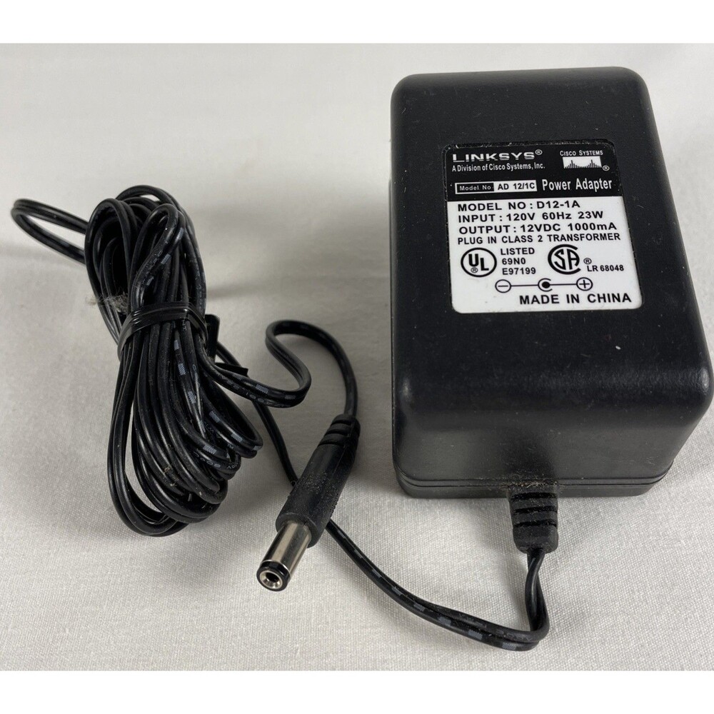 Genuine Linksys Power Adapter Model: D12-1A Input: 120 VAC Output: 12 VDC 1000mA